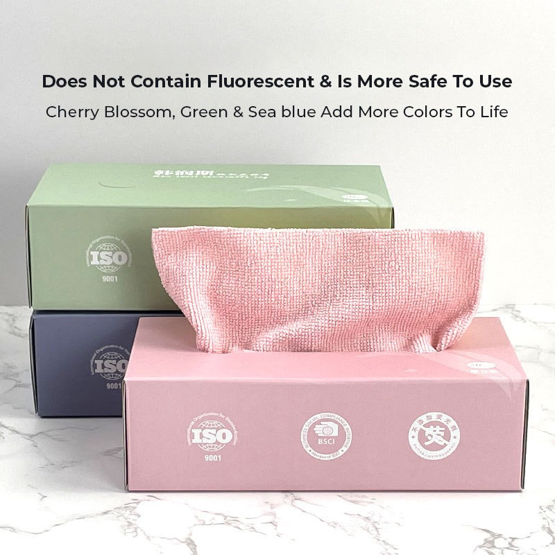 Reusable Microfiber Cloth Water Oil Absorbent Dish Cloth Towel with box in pink color