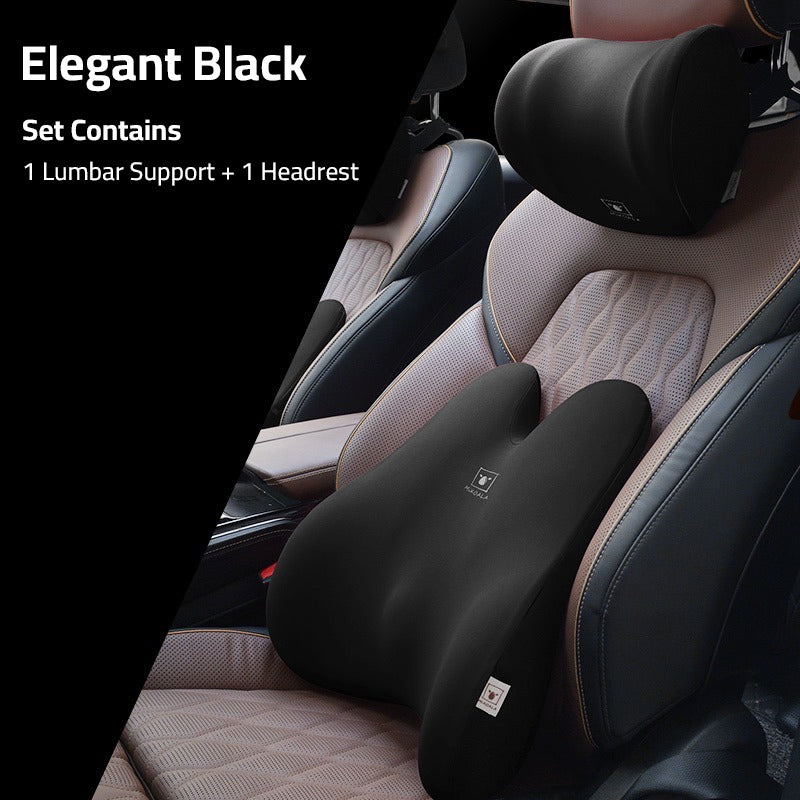 Car Neck Pillow Memory Foam - Premium Leather Headrest Support For Driving Comfort