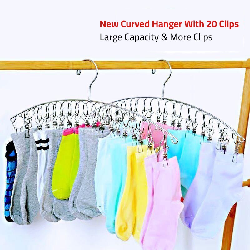 20 Clips Stainless Steel Clothes Drying Hanger,