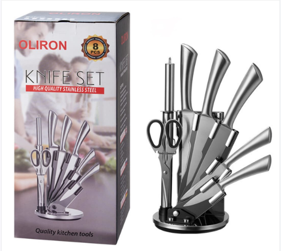 8 Pcs/Set Stainless Steel Kitchen Knife Set, Household Rotating Kitchen Tools