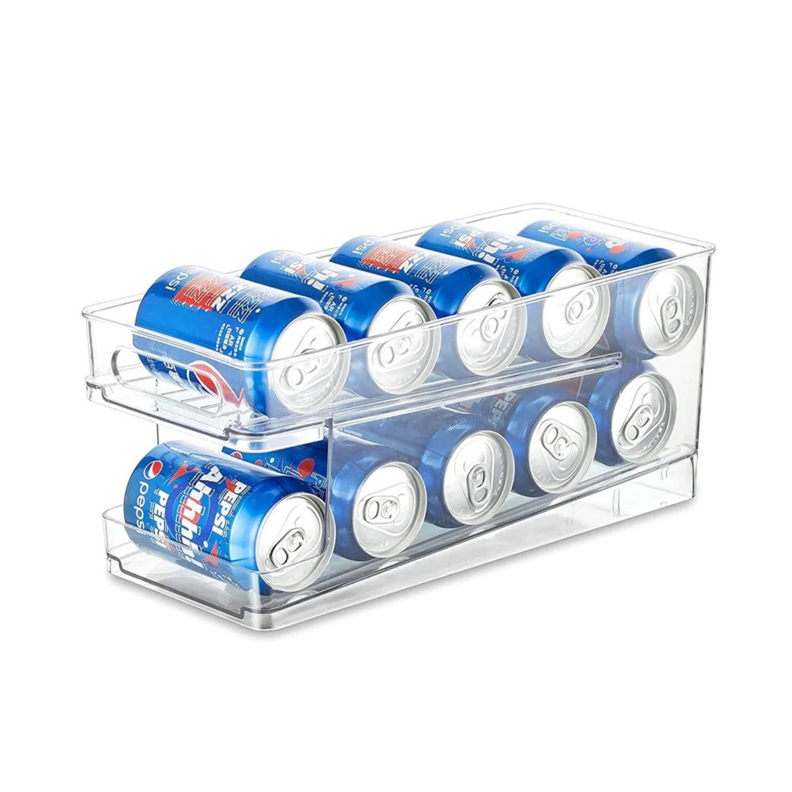 2-Tier Auto-Scrolling Refrigerator Drinks Can Bottle Organizer Bottle Holder for Fridge