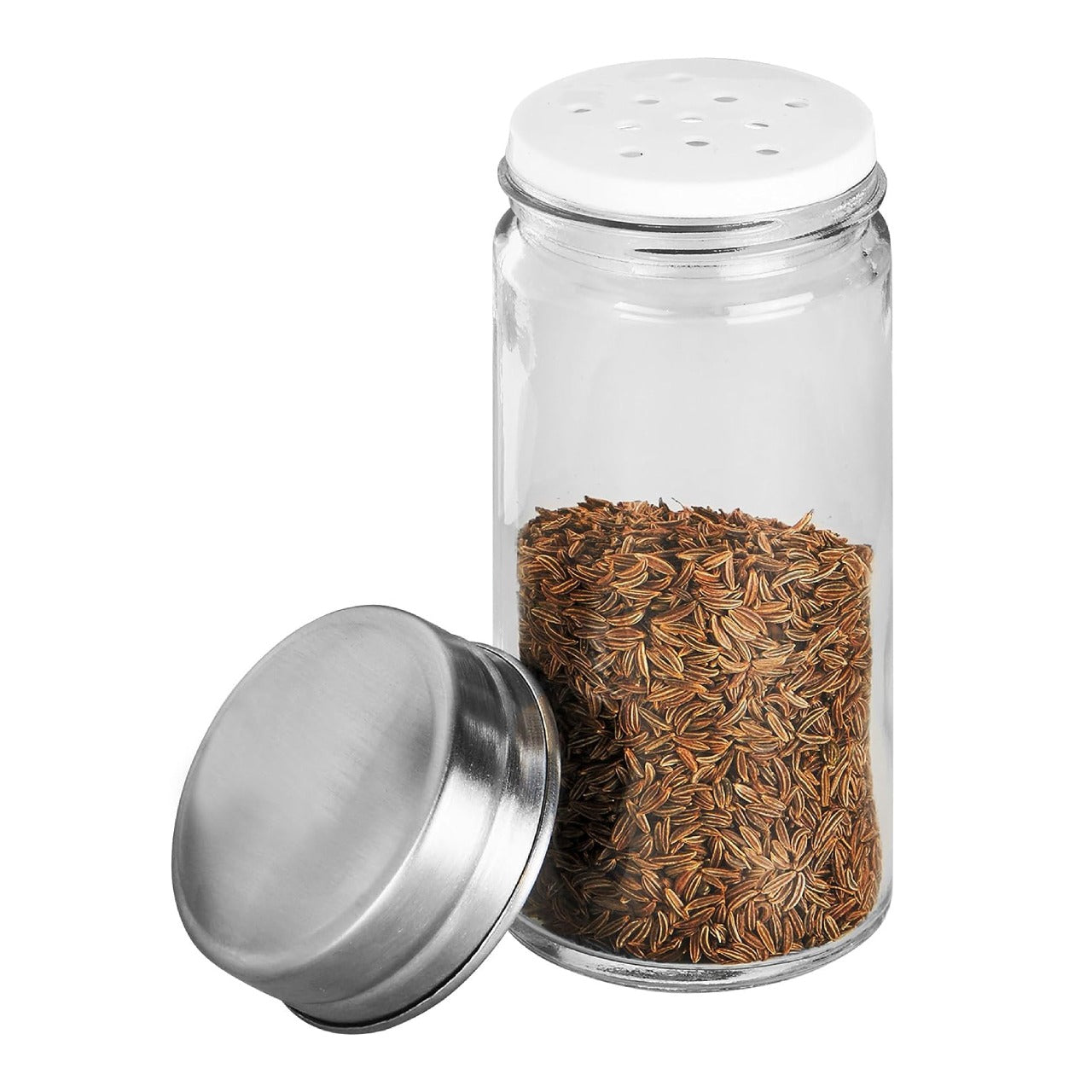 8/12 Spice Jars Carousel Stainless Steel Rotating Spice Rack with something in it