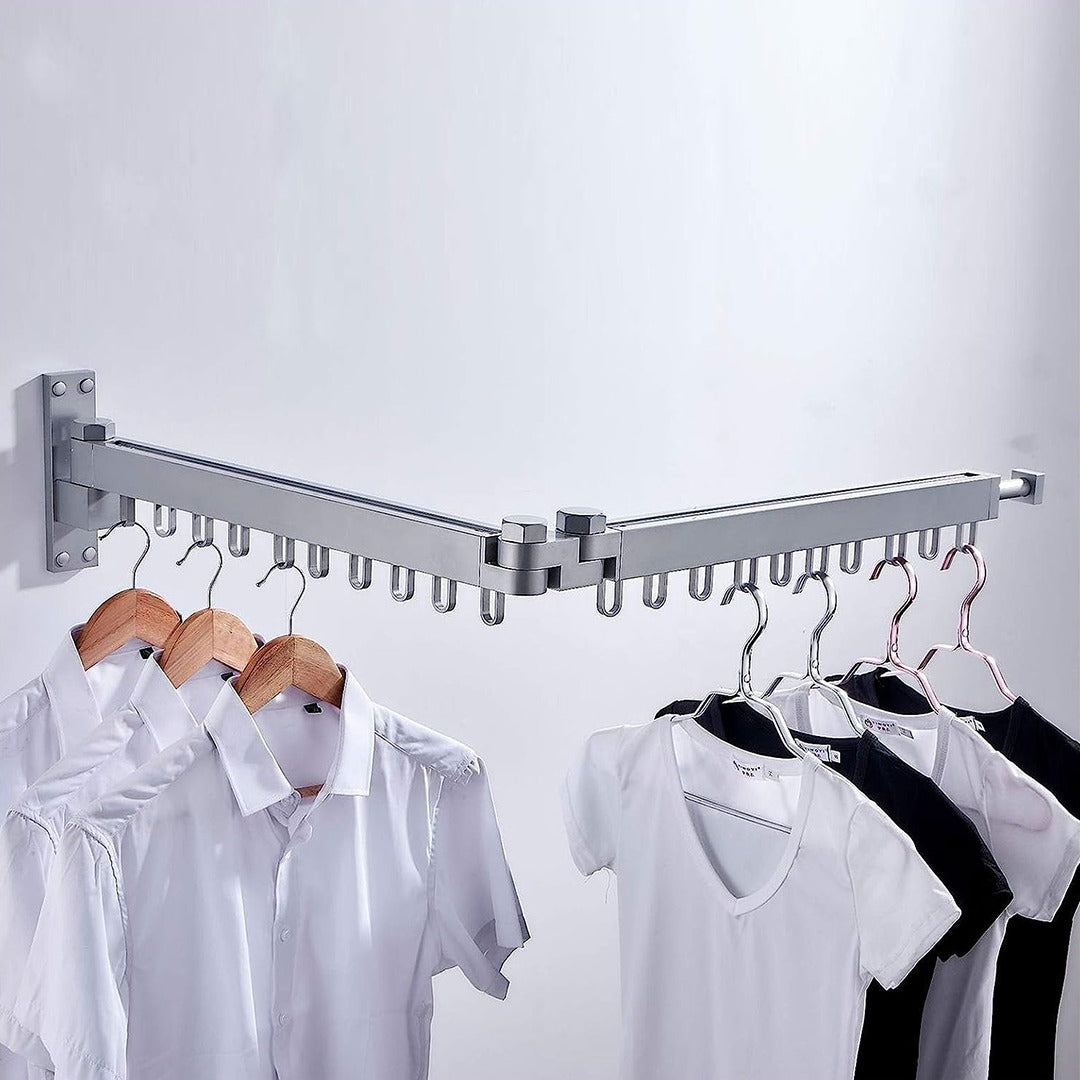Extendable Wall Mount Clothes Drying Rack, Retractable Collapsible Dry