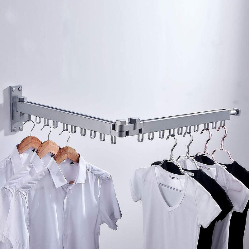Extendable Wall Mount Clothes Drying Rack, Retractable Collapsible Dry