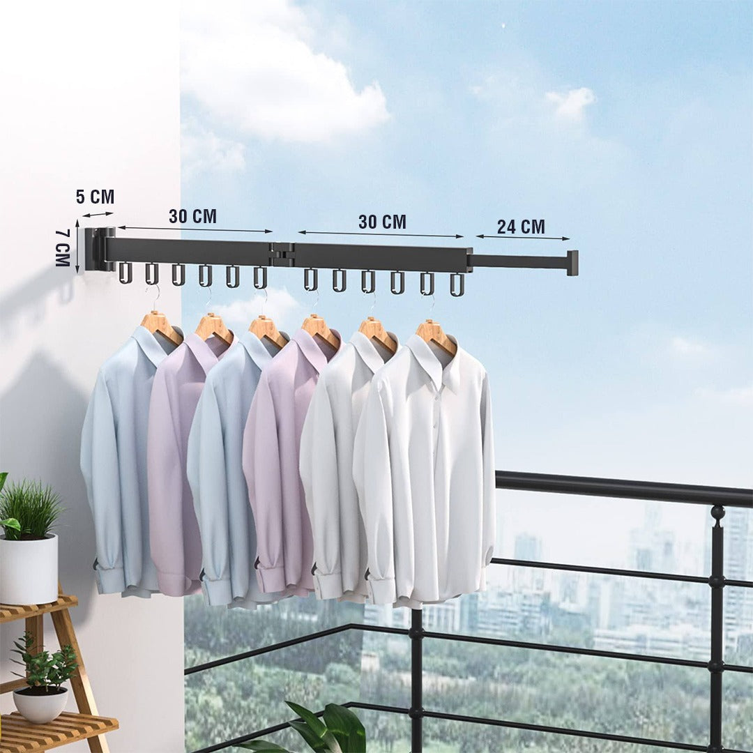 Extendable Wall Mount Clothes Drying Rack, Retractable Collapsible Drying Rack