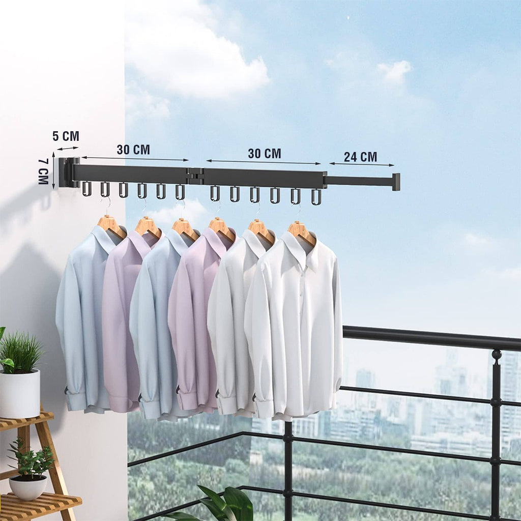 Extendable Wall Mount Clothes Drying Rack, Retractable Collapsible Dry