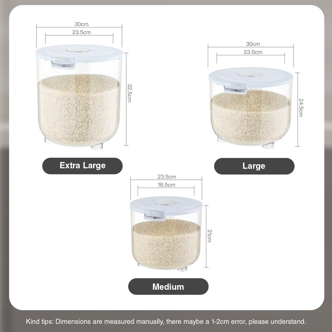 Transparent Moisture-Proof Sealed Tank Storage Bucket for Rice, Grains & Cereals