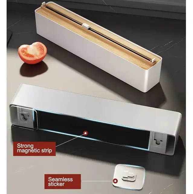 Wall Mount Instant Plastic Wrap Dispenser with Slide Cutter Wall Mount Instant Plastic Wrap Dispenser with Slide Cutter