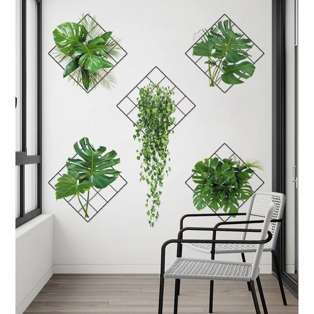Artificial Plant Indoor Wall Art, Green Leaves Home Decor in Balcony
