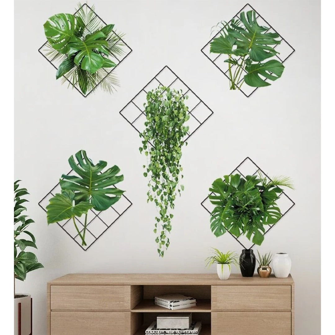 Artificial Plant Indoor Wall Art, Green Leaves Home Decor in Study Room