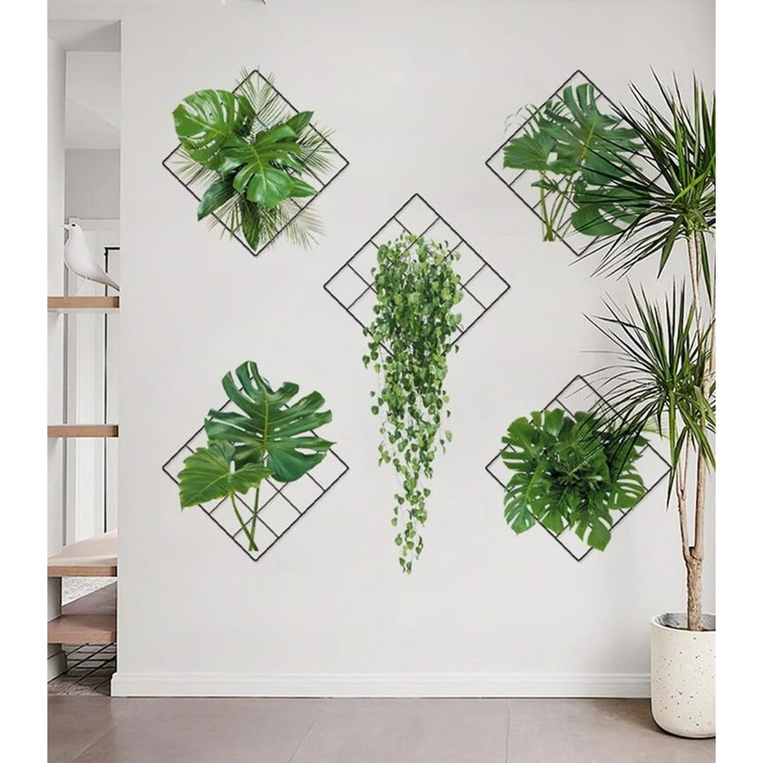 Artificial Plant Indoor Wall Art, Green Leaves Home Decor in Main Hall