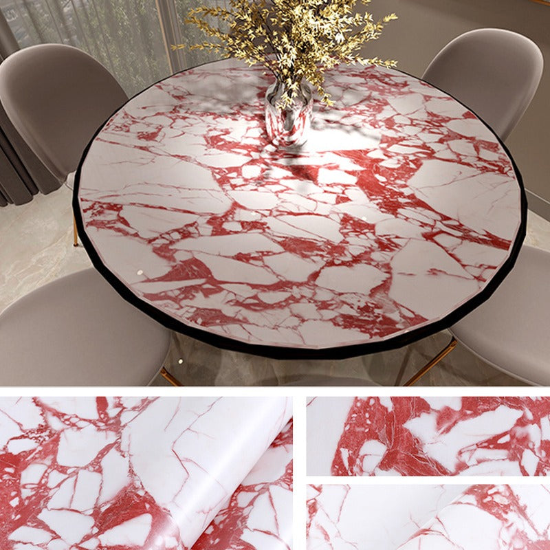 A Table with marble-designed waterproof Wallpaper