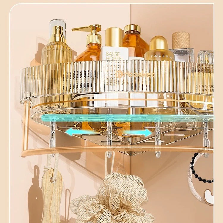 Wall-Mounted Bathroom Triangle Shelf - Free Punching Transparent Stora