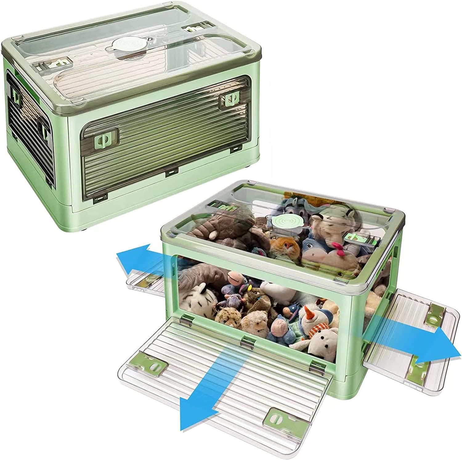 2 Foldable Transparent Storage Box with Wheels - accessible from 3 sides