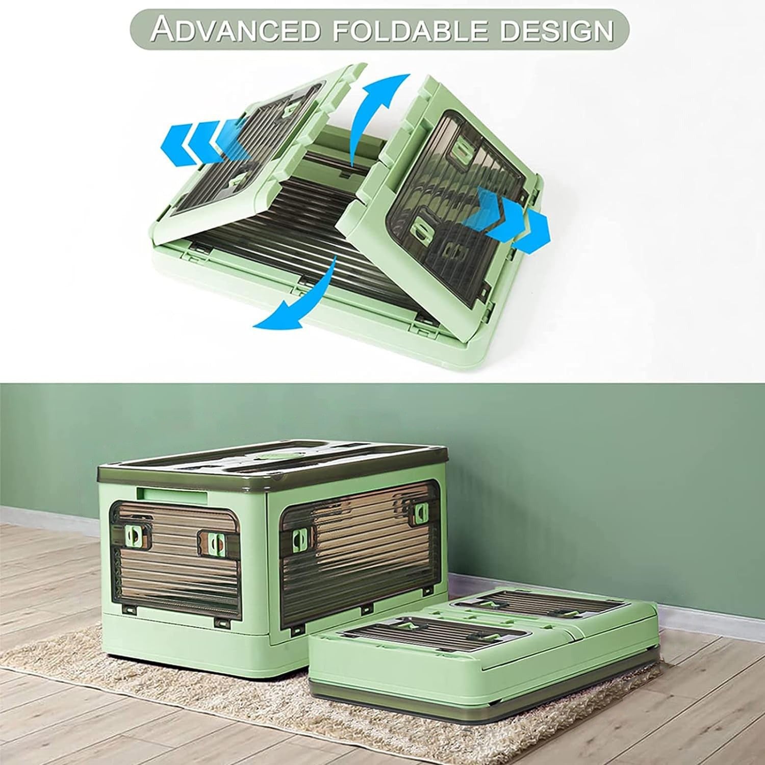 Foldable Transparent Storage Box with Wheels - Foldable 