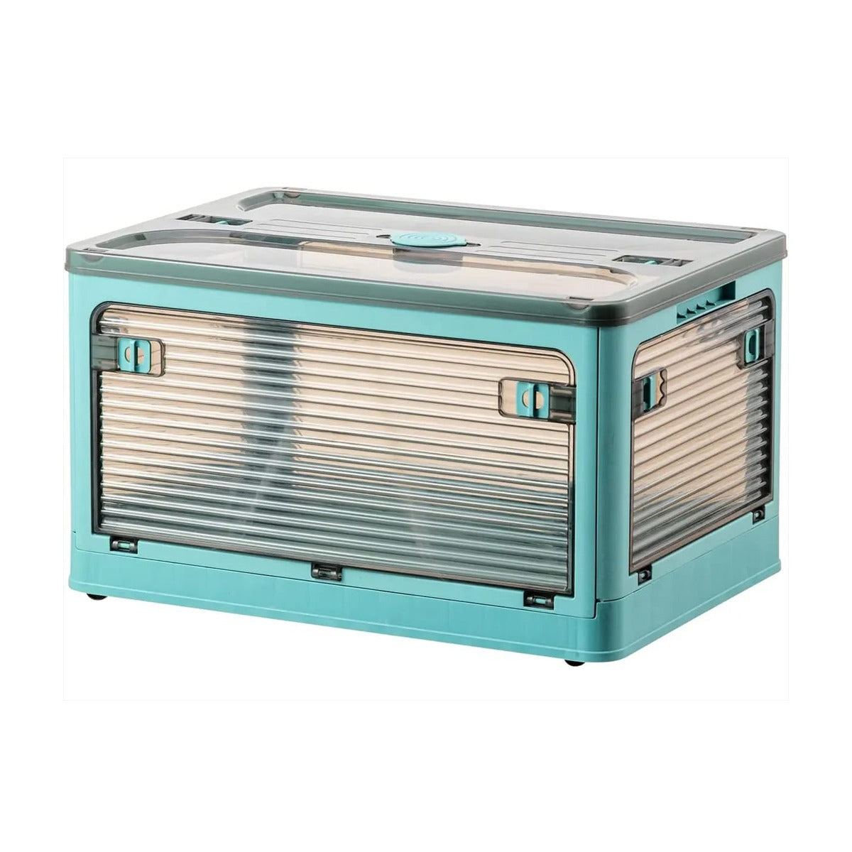 Foldable Transparent Storage Box with Wheels - Blue color