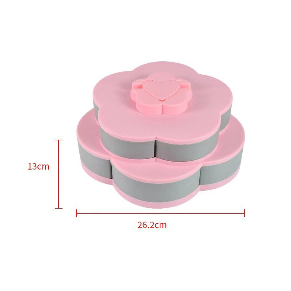 Flower Design Snack Box - Double-Layer Storage Plate for Dried Fruit, Snacks, Candy Flower Design Snack Box - Double-Layer Storage Plate for Dried Fruit, Snacks, Candy