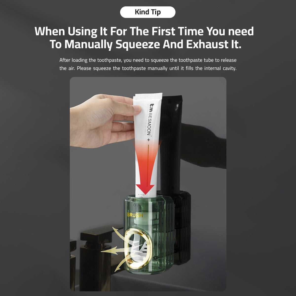 Wall-Mounted Toothpaste Dispenser and Squeezer - Instructions to use the product 