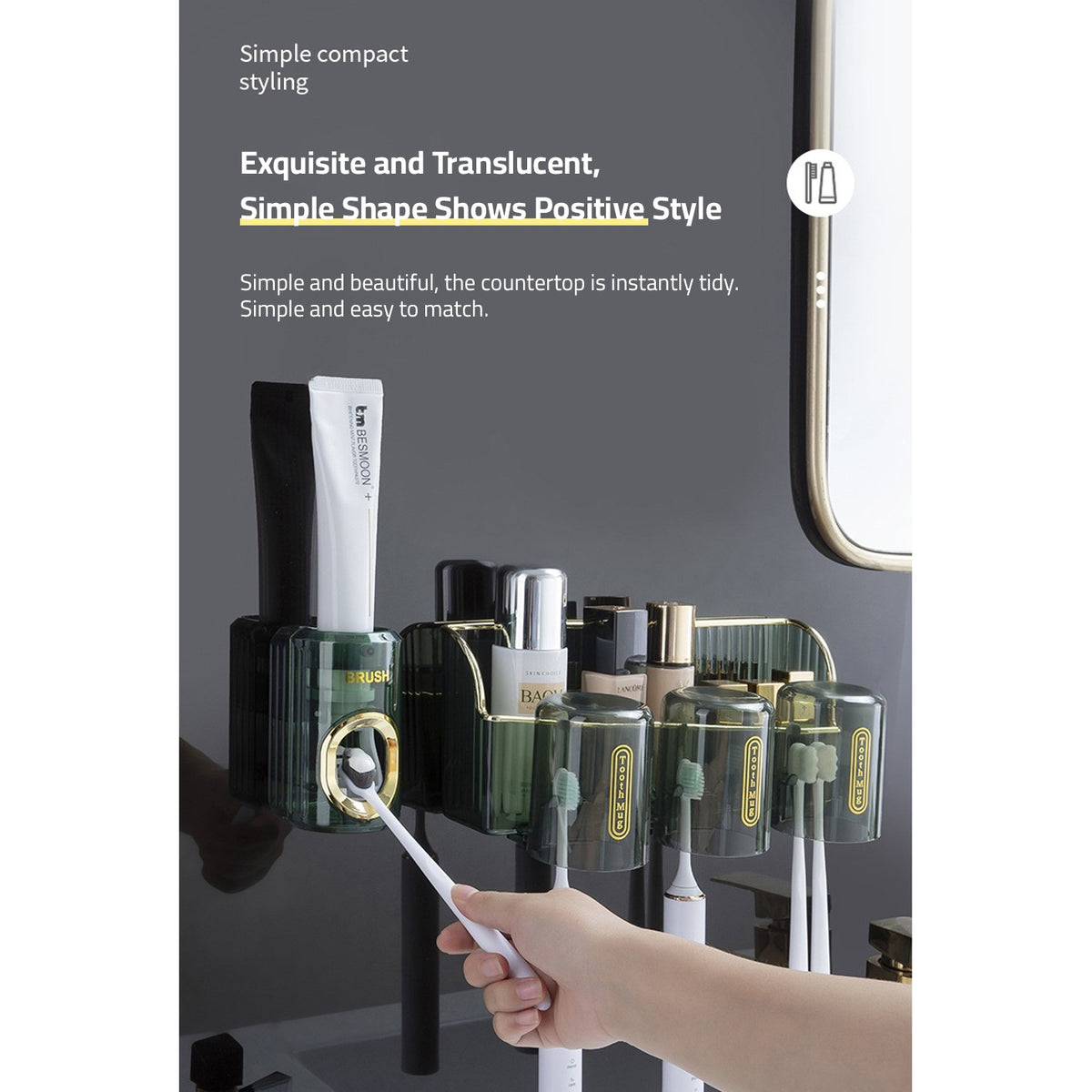 Wall-Mounted Toothpaste Dispenser and Squeezer - Definition of the product along with the picture 