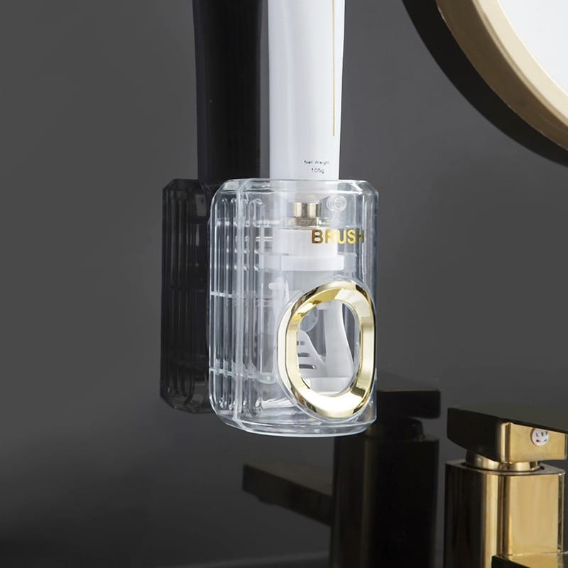 Wall-Mounted Toothpaste Dispenser and Squeezer - Transparent white color 