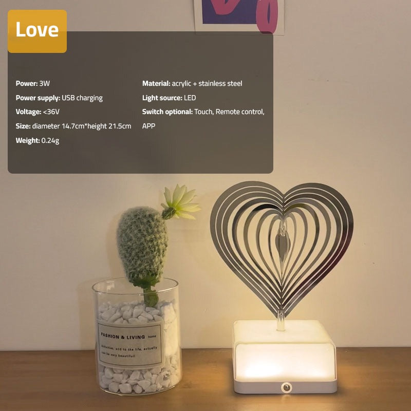 3D Rotating Night Light - Product features (Love shape)