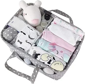 Top view of well organized Baby Diaper Caddy Bag 