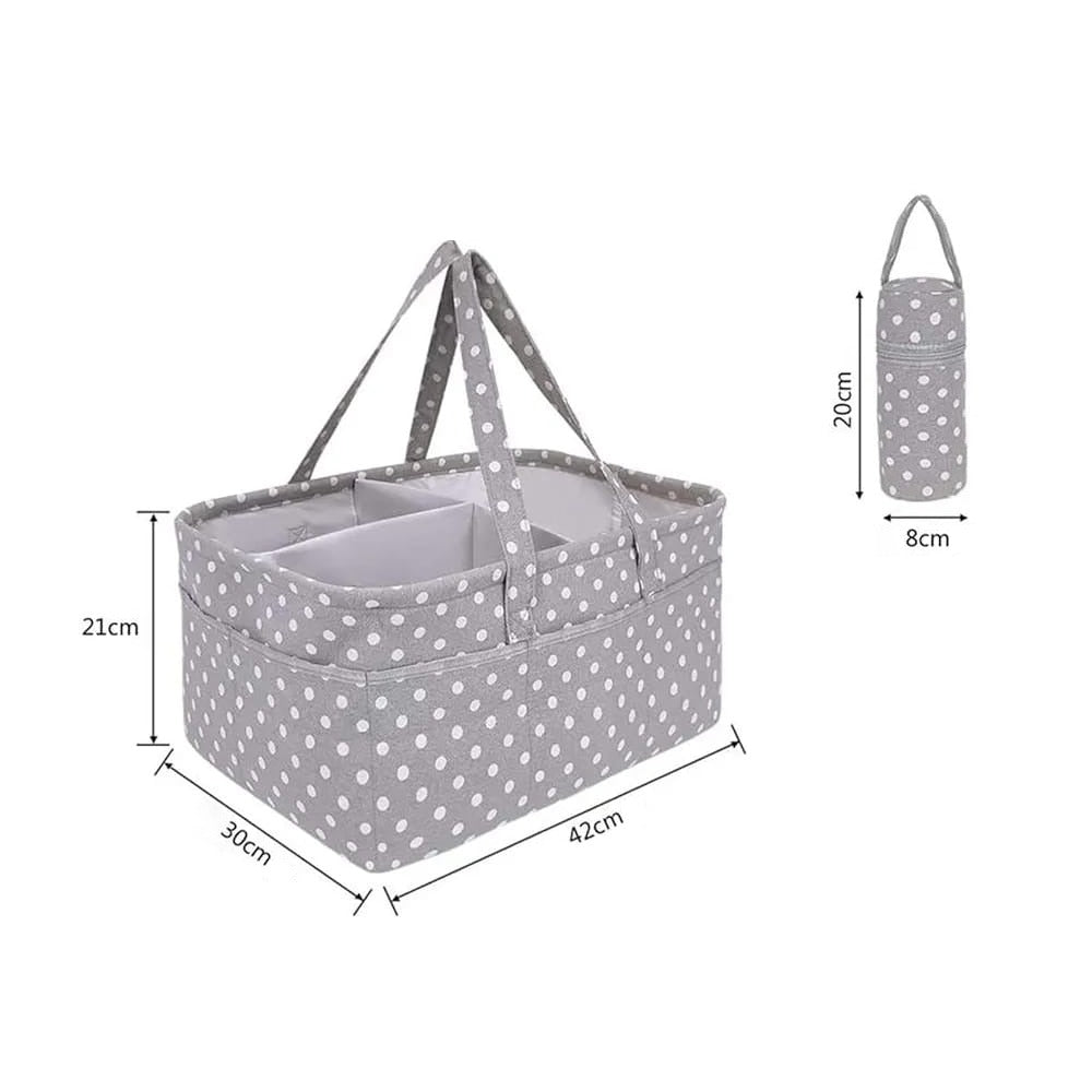 Image shows the size of Baby Diaper Caddy Bag and Bottle carrier 
