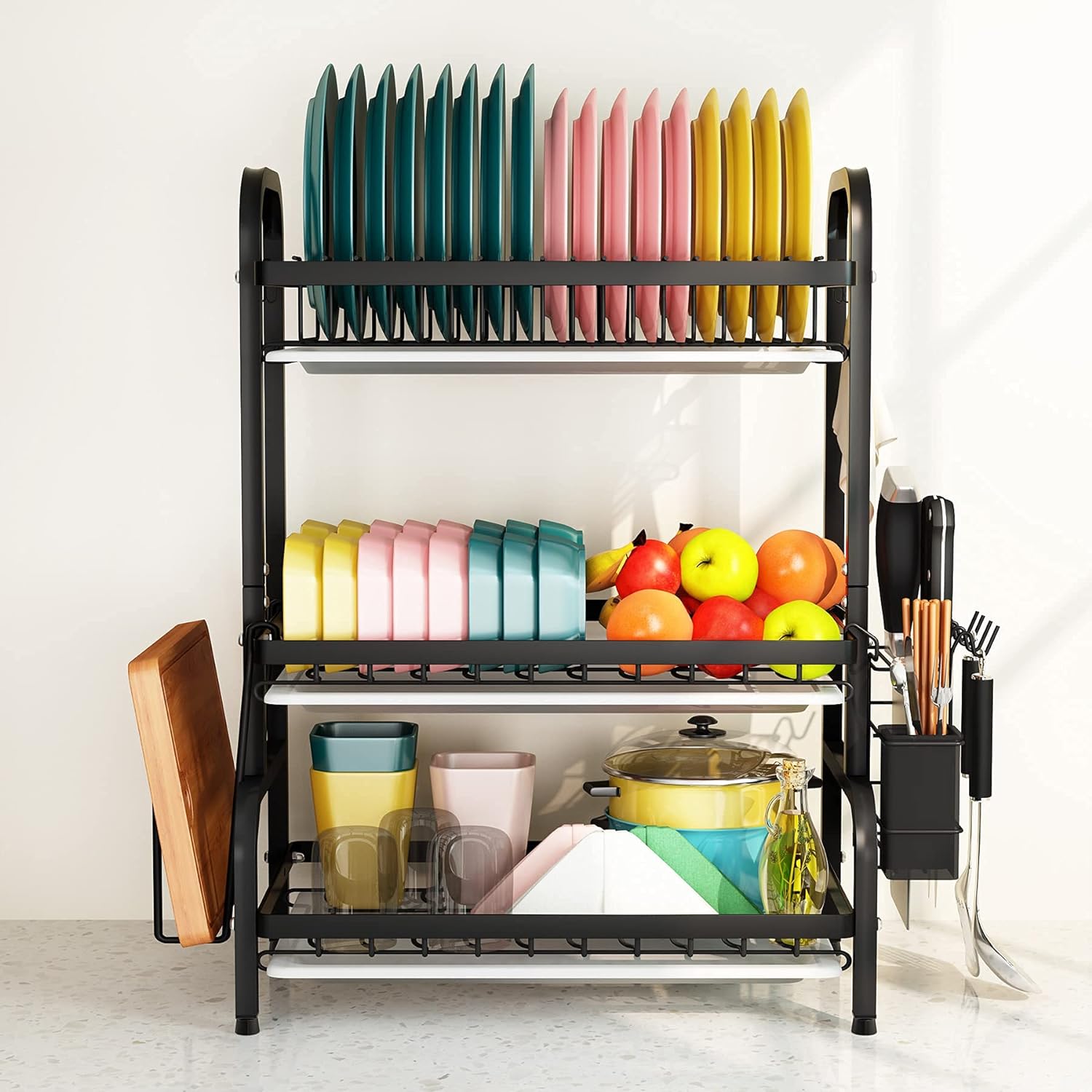 Kitchen Dish Drying Rack with items in it