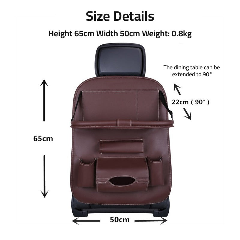 Displaying the size details of Car Seat Back Organizer