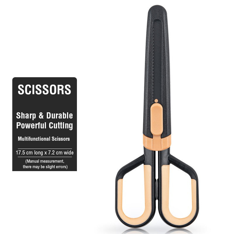 Scissor with Paper Cutting Blade in Black+Beige color 
