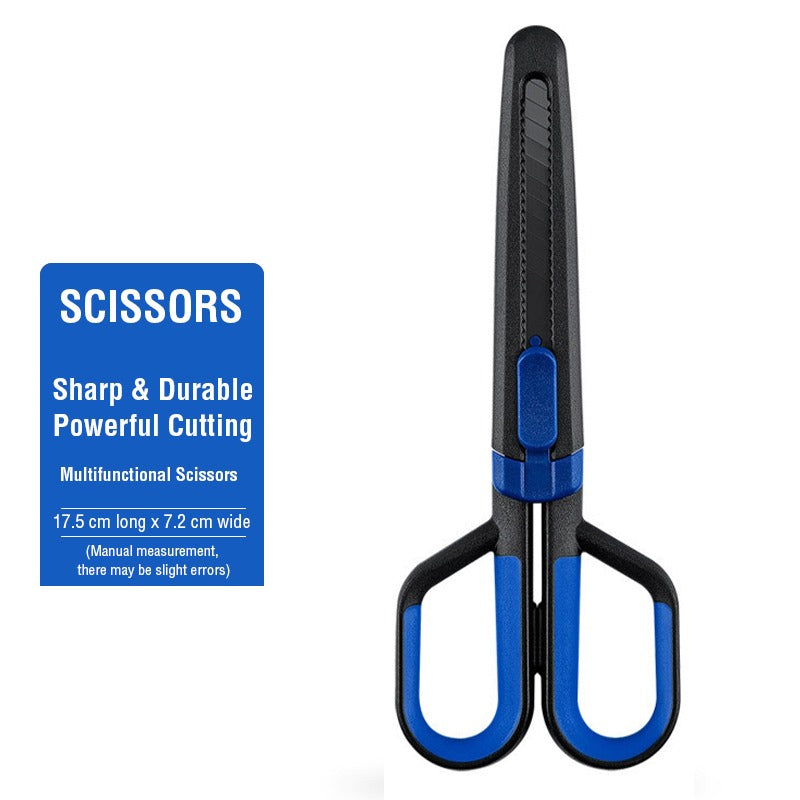 Scissor with Paper Cutting Blade in Black+Blue color