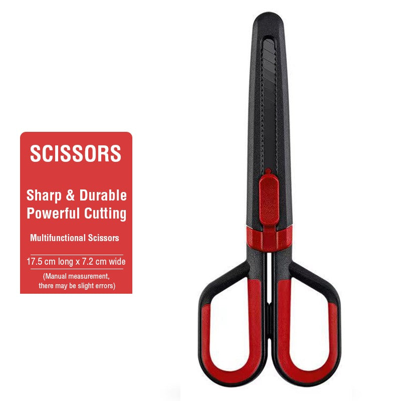 Scissor with Paper Cutting Blade in Black+Red color