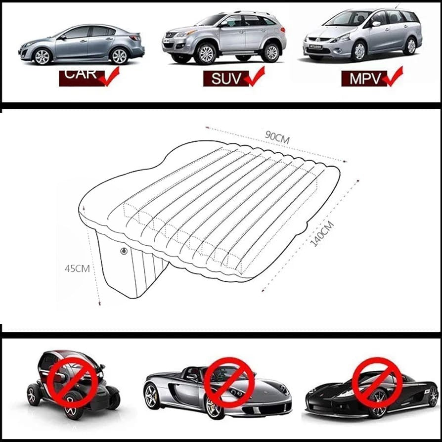 Image displaying the vehicle variants suitable for Inflatable Car Bed 
