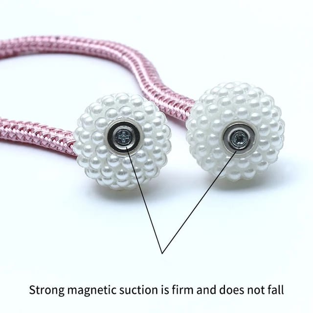Closeup of magnetic used in Magnetic Curtain Binding Rope by describing its strong magnetic suction 
