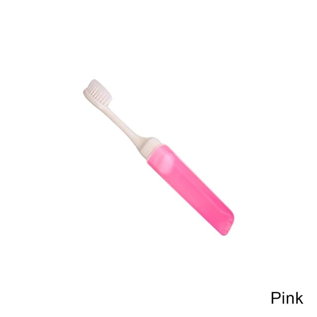 Showcasing Pink Color Foldable Toothbrush