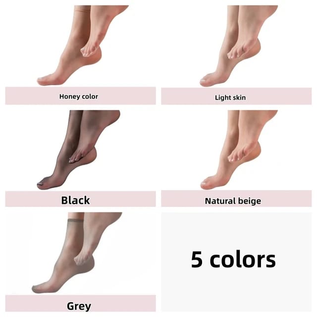 Showcasing all color variants of Transparent Clear Socks 