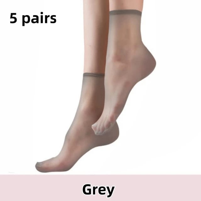 Showcasing Grey Color Transparent Clear Socks 