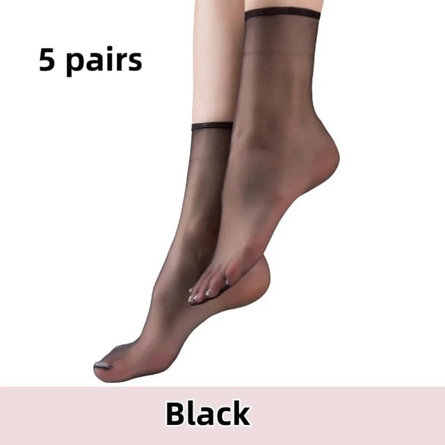 10 Pairs/pack Black/velvet Crystal Thin Transparent Short Socks Women's  Invisible Boat Socks Nylon Stockings