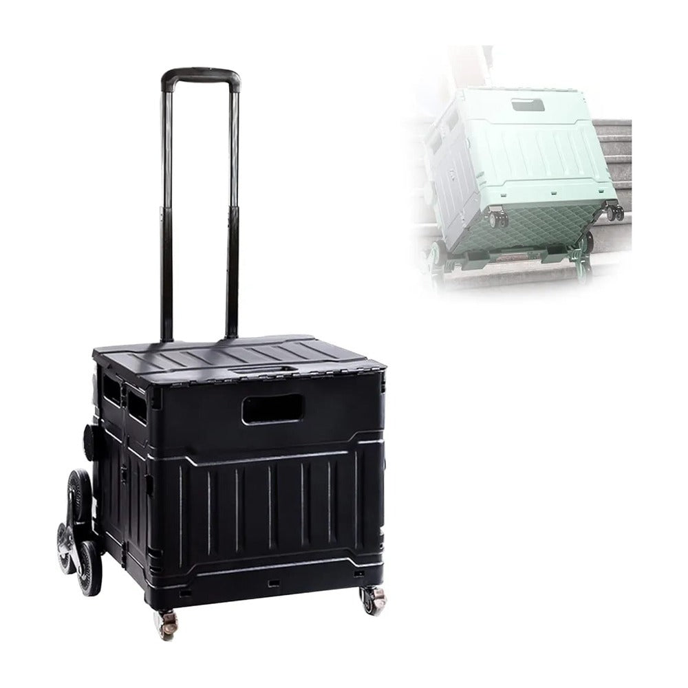 Showcasing two Folding Shopping Carts in Green and Black colors 