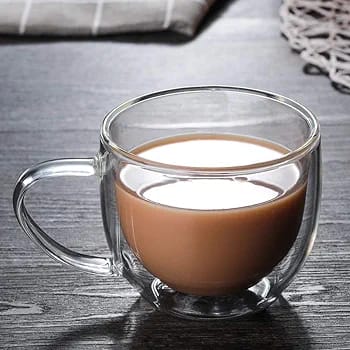 Double Wall Glass Cups with Handle - Transparent Tea Coffee Mugs [2 Pcs]