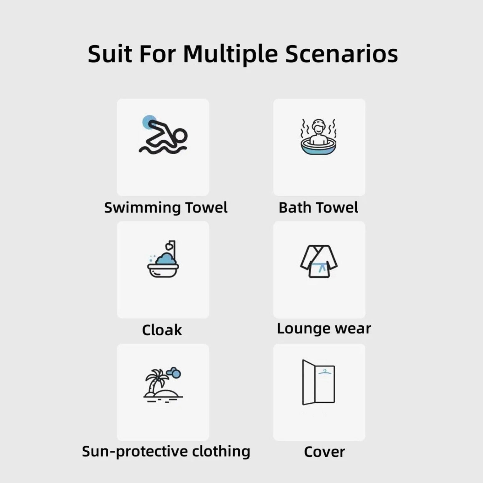Image displaying the multiple uses of Quick-Drying Hooded Bathrobe 