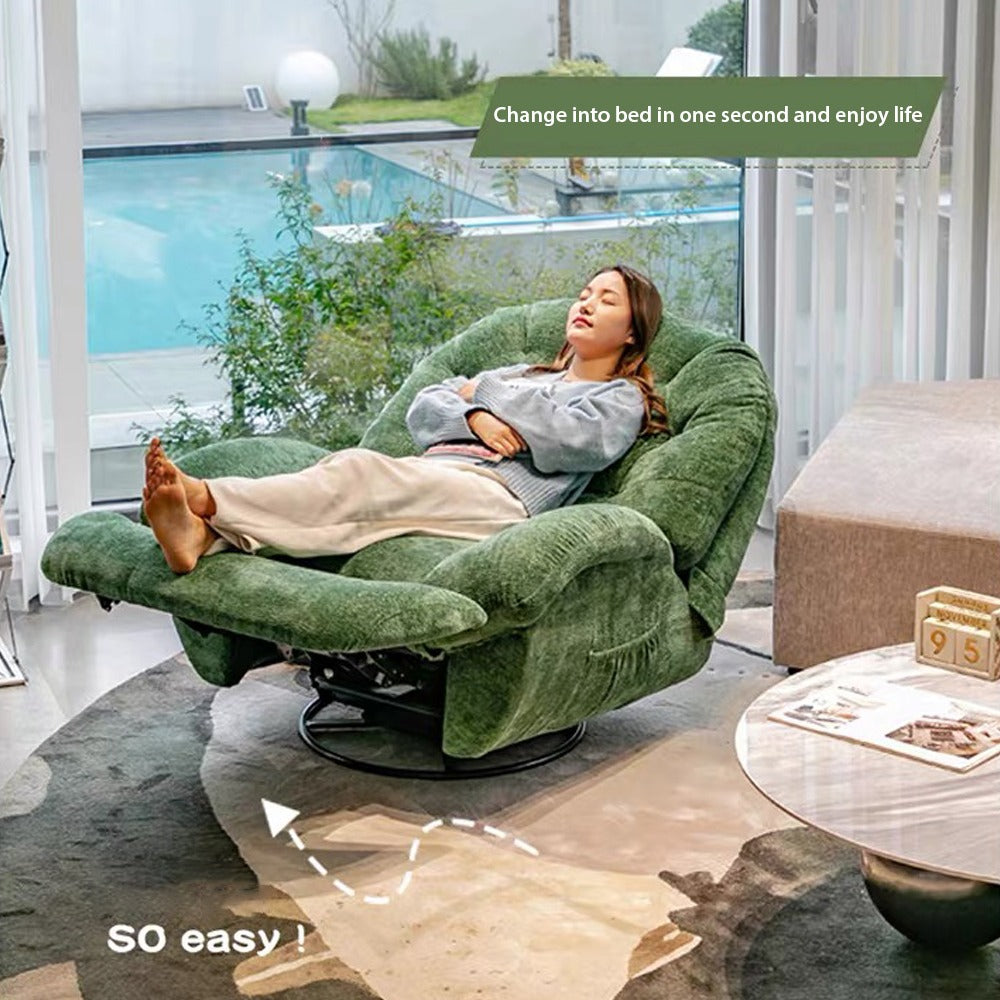 A person comfortably sleeping on an Adjustable Single Sofa Recliner by turning it into bed mode 