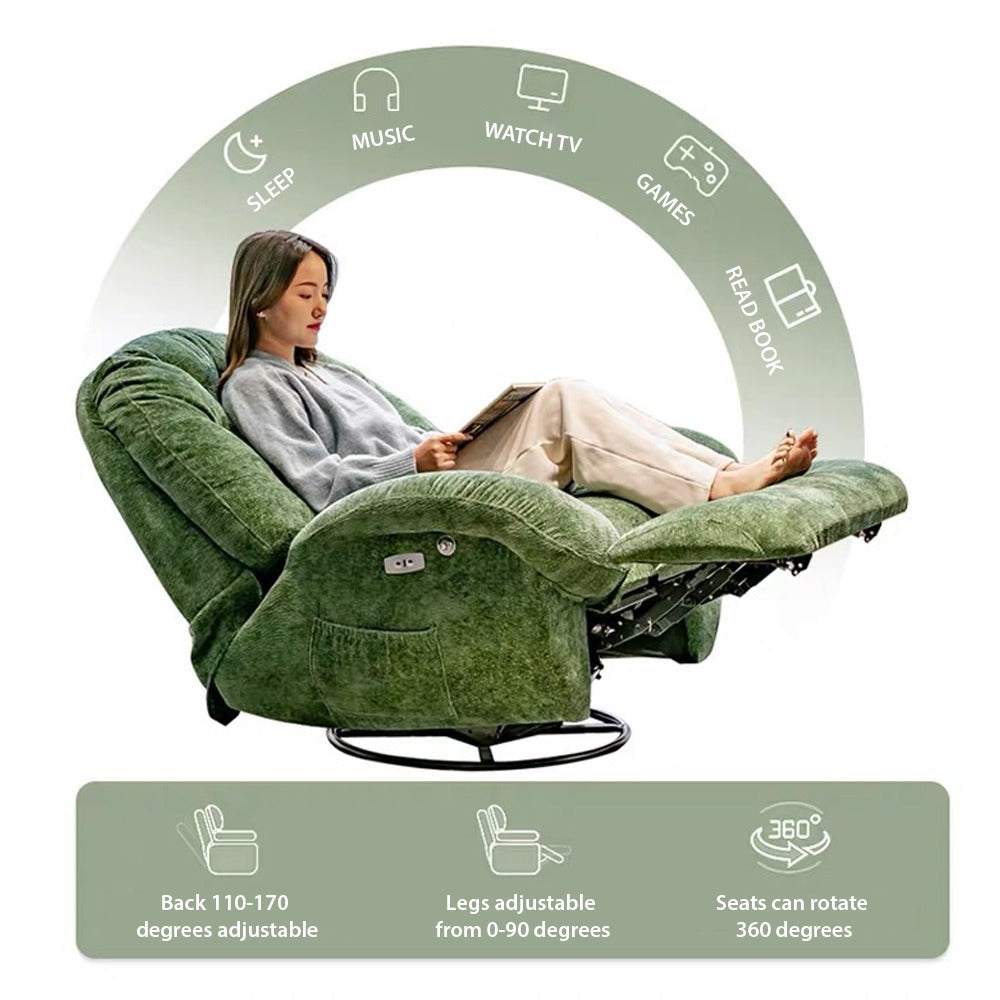 Image displaying a person lying on an Adjustable Single Sofa Recliner and mentioning its features and uses  