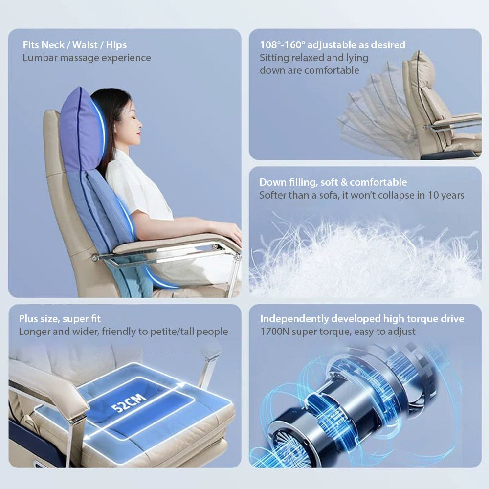Collage image displaying the features of Adjustable Electric Office Chair
