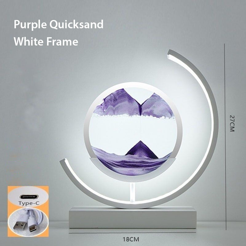 Showcasing Purple Quicksand 3D Table Lamp with its size