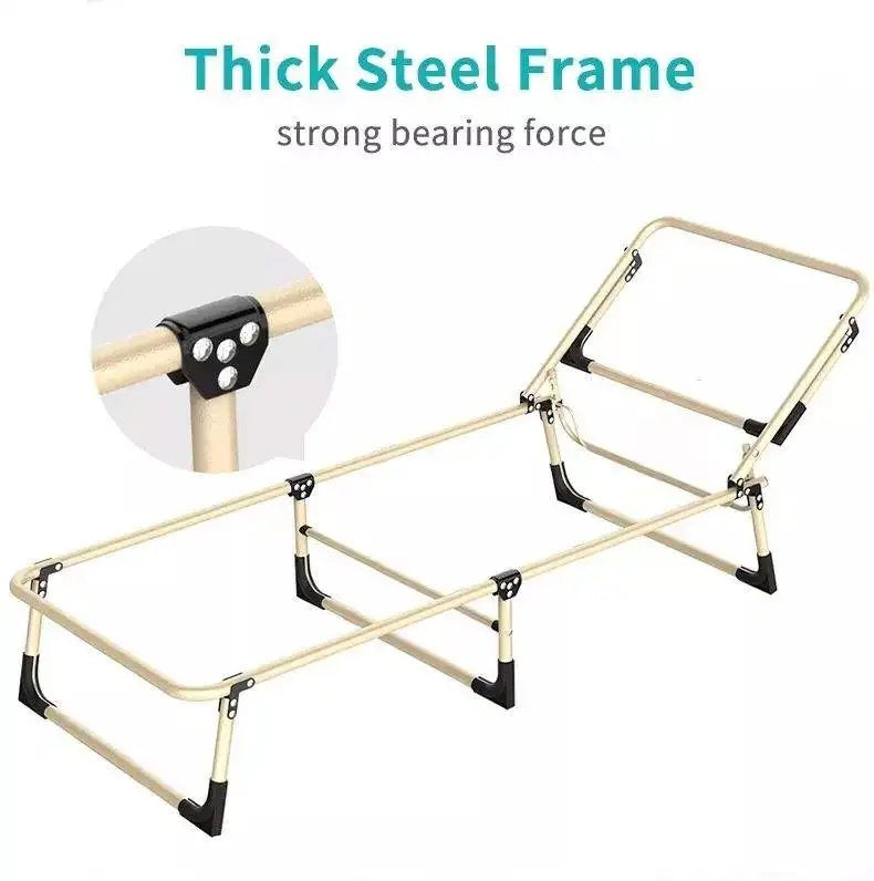 Showcasing the thick steel frame on Sun Lounger Recliner Bed