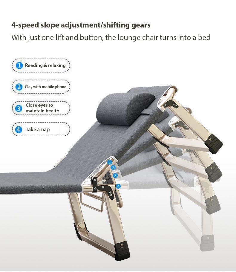 Image displaying 4-speed slope adjustment in Sun Lounger Recliner Bed by mentioning its multiple purpose of use 