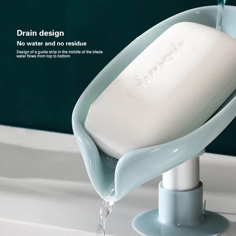 Showcasing Leaf Shaped Soap Holder with soap kept on top of it 