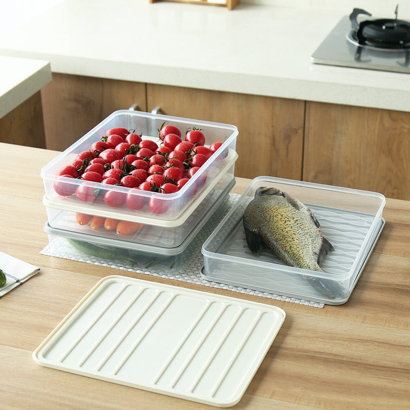 حاوية تخزين الطعام قابلة للتراص - صندوق منظم للثلاجة مع غطاء