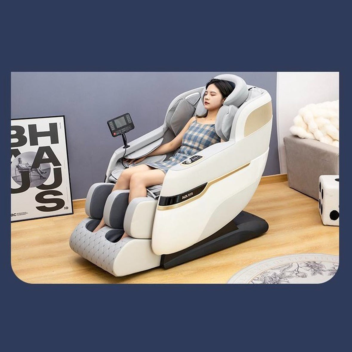 A person sitting and massaging in Full Body Electric Massage Sofa